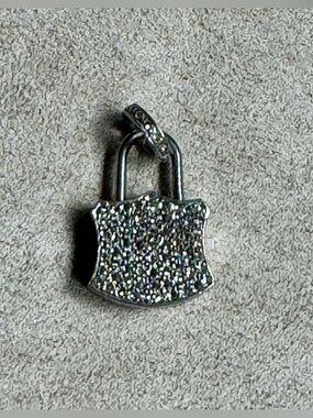 The Woods Silver with Pave Diamond Padlock Charm Pendant